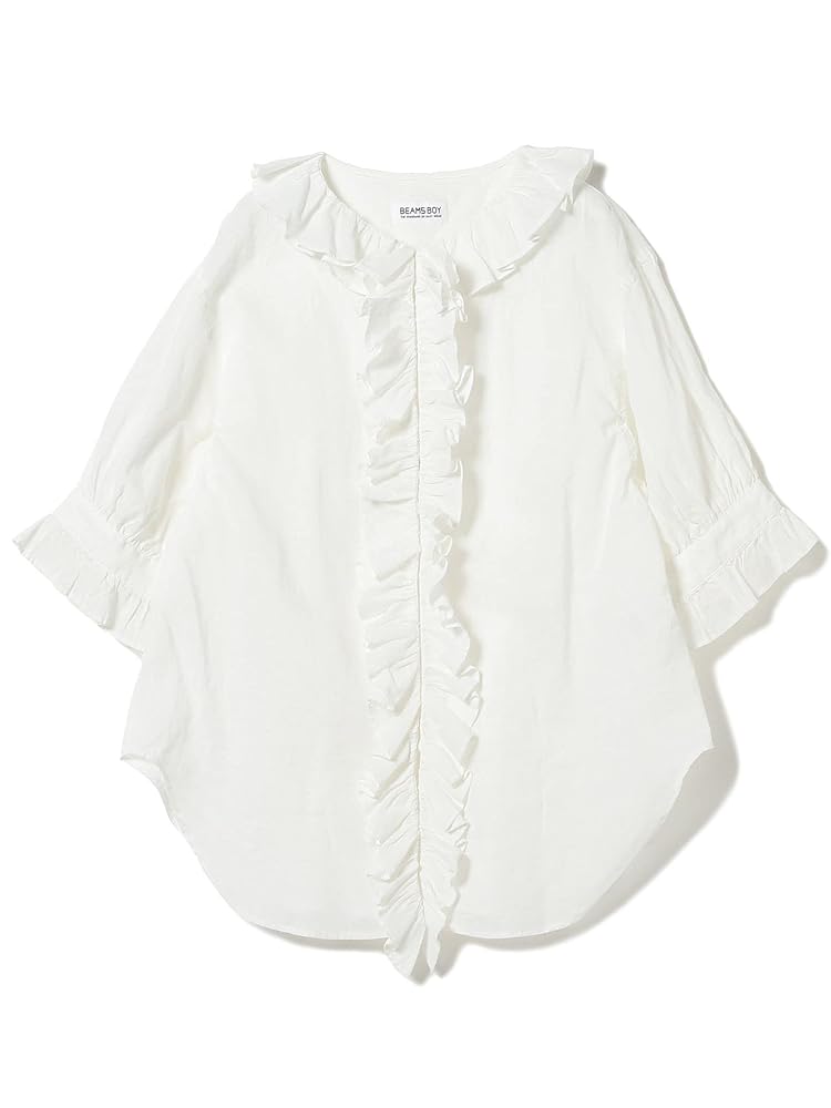 即完売！BEAMS BOY/コットン リネン フリルギャザーショートスリーブ BEAMS BOY（ビームス ボーイ）コットン リネン フリル ギャザー